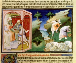 Angeln nach Perlen und Sammeln von Türkisen in der Gaindu-Provinz, aus dem 